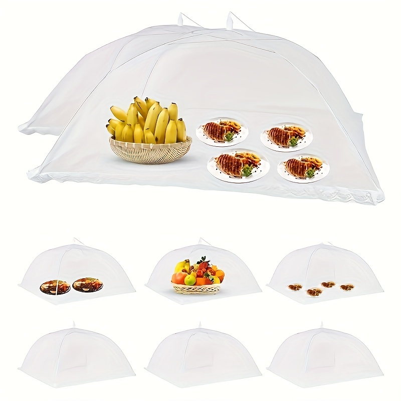 Food Storage Tupperware - ฝาครอบผักกันแมลงวันสีขาว1ชิ้นฝาครอบอาหารพับได้ตาข่ายกันยุงผ้าคลุมโต๊ะฝาปิดภาชนะบ้าน