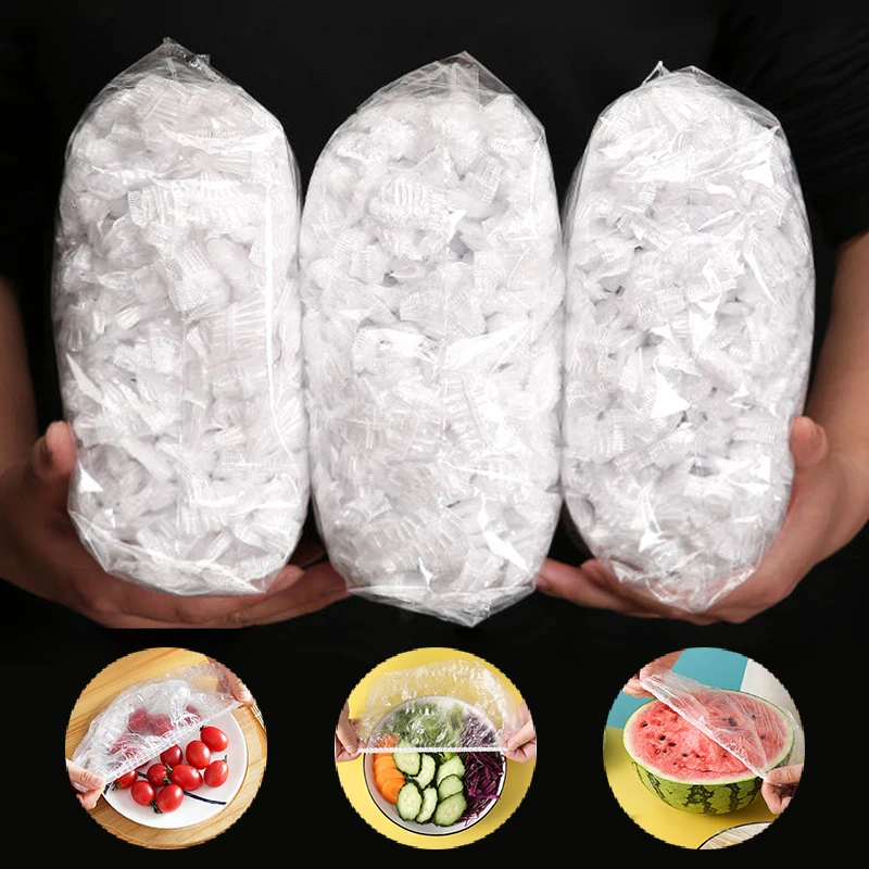 Food Storage Tupperware - 200PCS อาหารทิ้งพลาสติกห่อยืดหยุ่นฝาปิดอาหารสําหรับชามผลไม้ห้องครัวสดฟิล์มอาหาร Charlotte