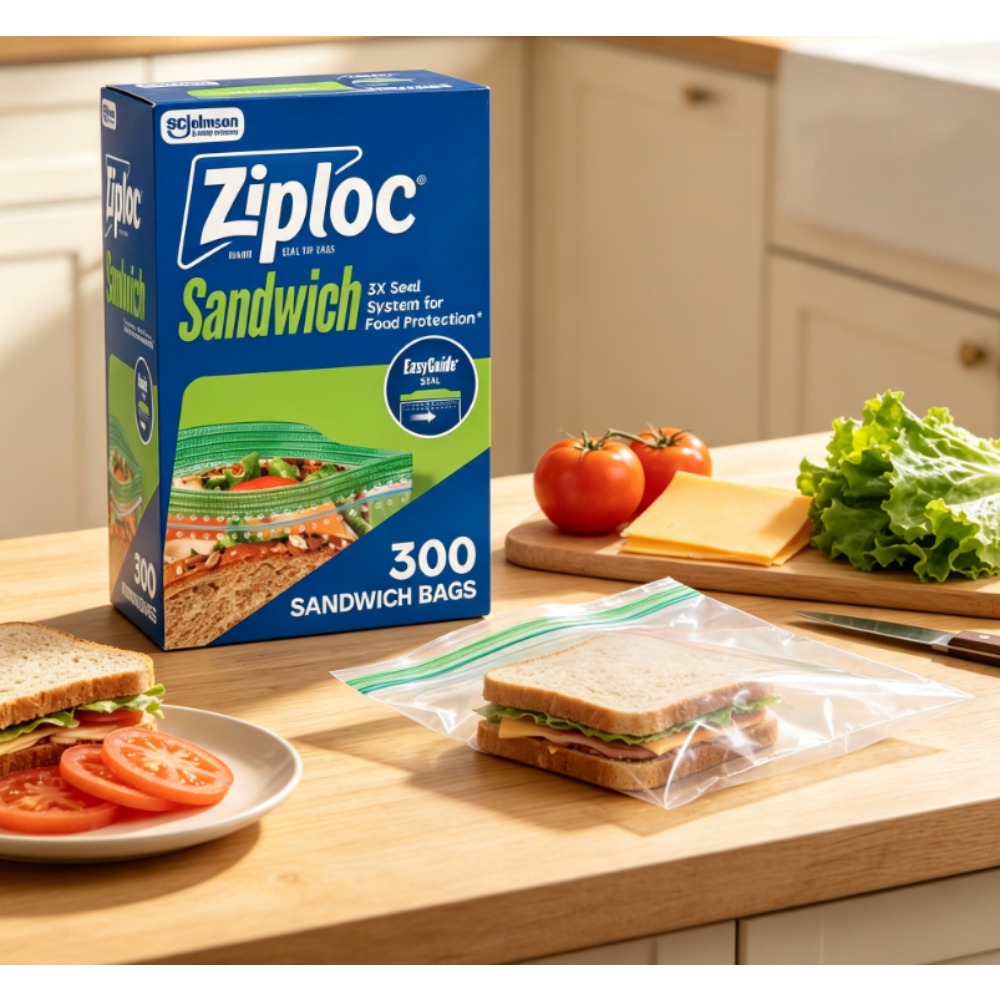 Ziploc Food Storage - ซิปล็อค ® ถุงแซนด์วิชแบรนด์พร้อม EasyGuide ™ พื้นผิว,