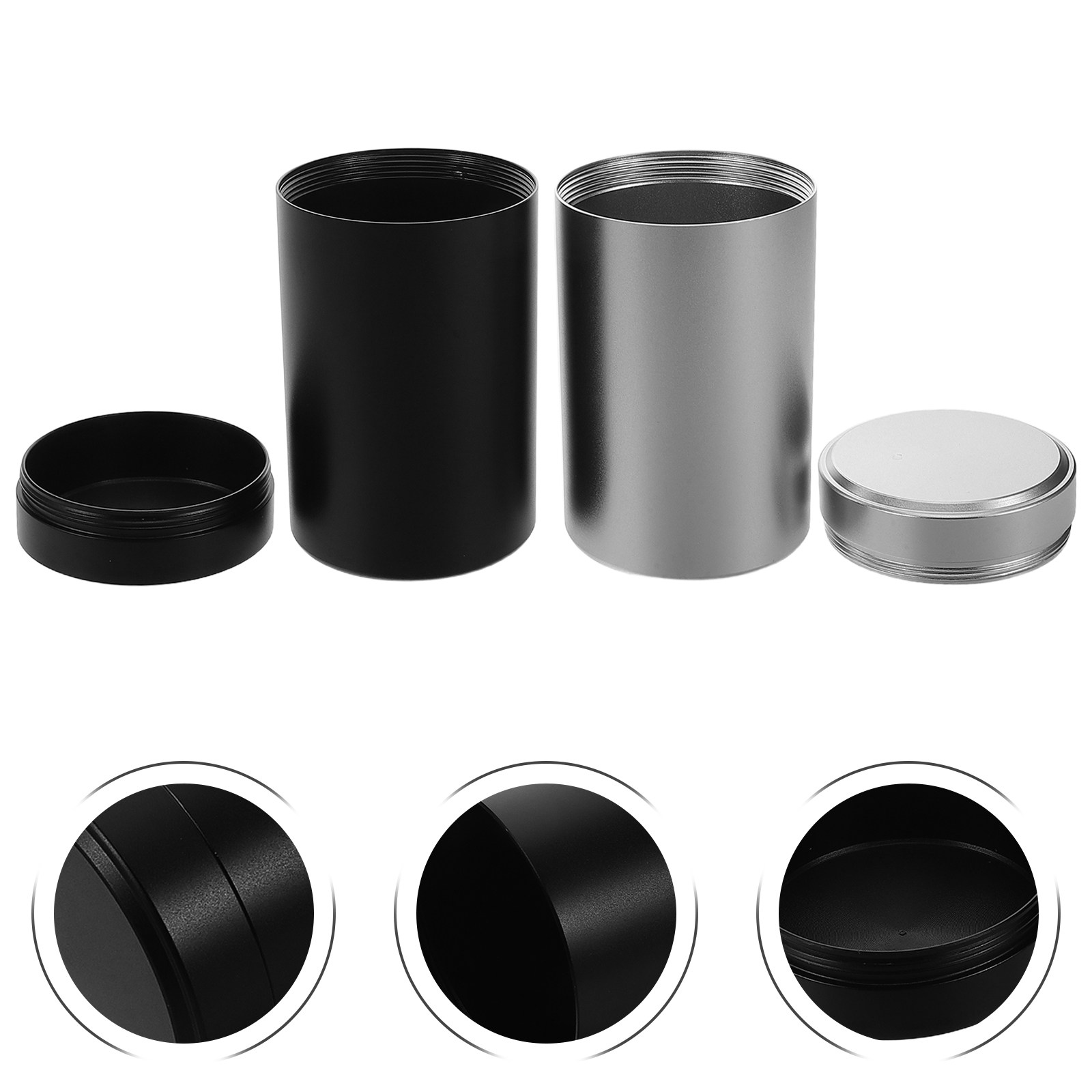 Food Storage Jars & Containers - ชุดกระปุกโลหะ 2 ชิ้น อลูมิเนียมอัลลอยด์ แบบพกพา ปิดผนึกได้