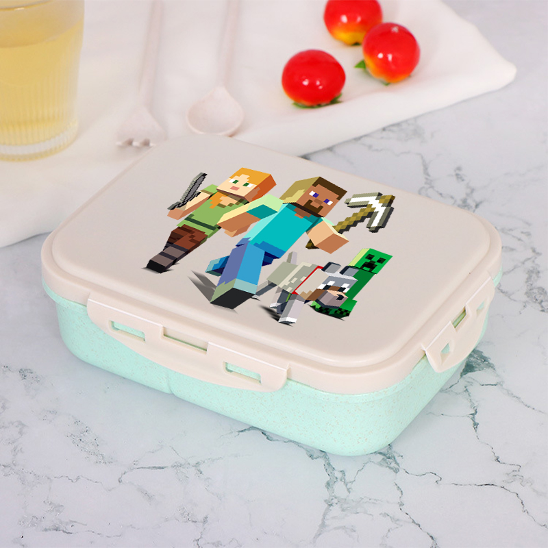 Food Storage Minecraft - กล่องอาหารกลางวันลายการ์ตูน Minecraftes Pixeles ใหม่ กล่องเบนโตะลายตัวละครเกม กล่องเก็บอาหารสำหรับโรงเรียน