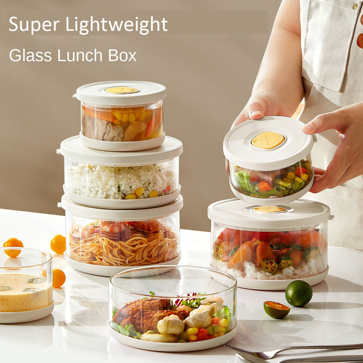 Food Storage Tupperware - ชุดกล่องถนอมอาหารแก้วแบบสุญญากาศ ทนความร้อน กล่องใส่อาหารกลางวัน กล่องเก็บอาหารแช่แข็ง กล่องข้าว ชามสลัด