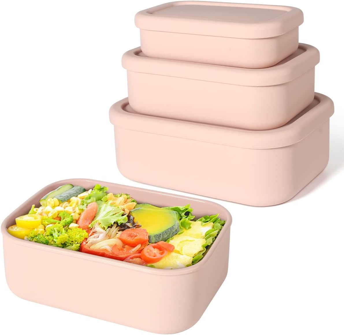 Food Storage Tupperware - กล่องเบนโตะซิลิโคนกล่องอาหารกลางวัน, YONGHAO กล่องอาหารกลางวันป้องกันการรั่ว, ปลอดสาร BPA, เครื่องล้างจานปลอดภัย