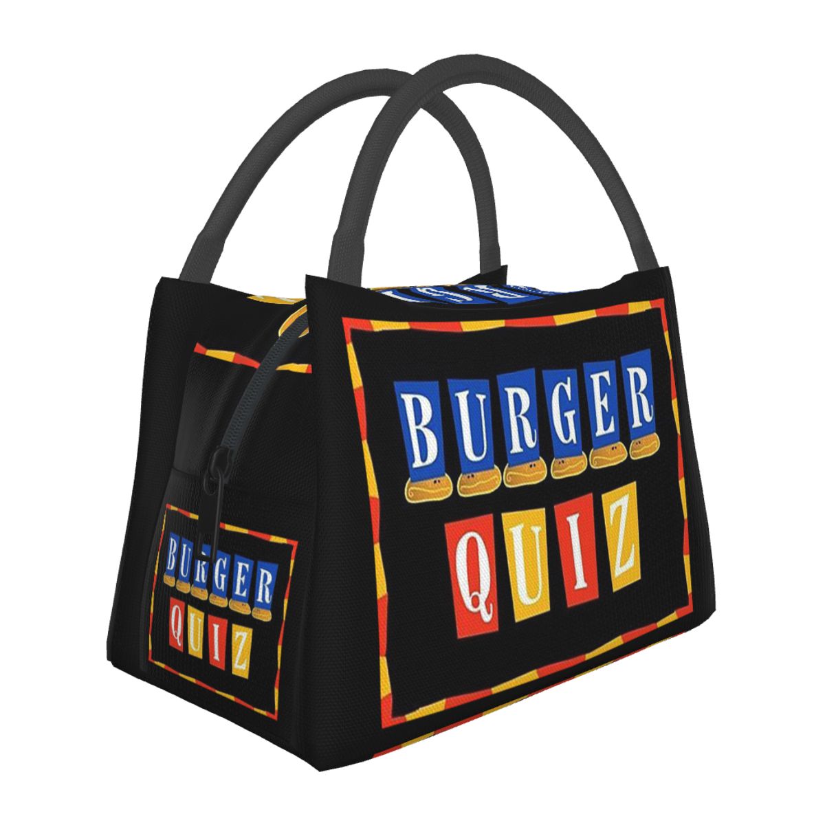 Food Storage Quiz - กระเป๋าเก็บอาหารกลางวันแบบมีฉนวนลายโลโก้ใหม่ Burger Quiz สำหรับผู้หญิง กล่องเก็บอาหารเบนโตะ กล่องเก็บอาหารแบบพกพา
