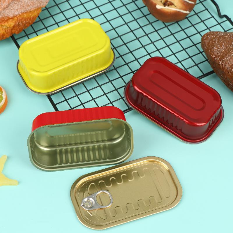 Food Storage With Lids - กล่องเก็บของโลหะทรงสี่เหลี่ยมขนาดเล็ก 2 ชิ้น พร้อมฝาปิดแบบดึง, กล่องใส่อาหารอเนกประสงค์ขนาดเล็ก