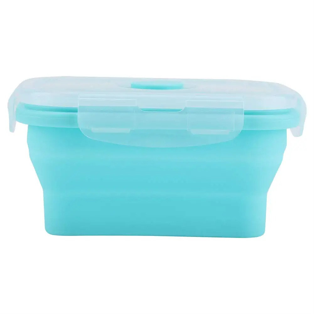 Food Storage Tupperware - 4 ขนาดพับซิลิโคนอาหารแบบพกพา Bento กล่องอาหารกลางวันไมโครแวร์ Home KITCHEN