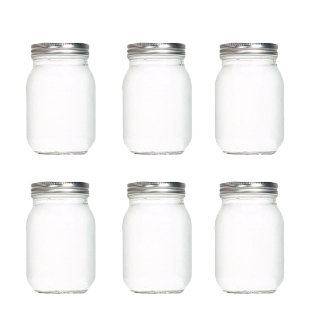 Food Storage With Lids - ขวดแก้วใสทรงกลม 6 ชิ้น พร้อมฝาปิดสุญญากาศ สำหรับเก็บอาหาร กาแฟ