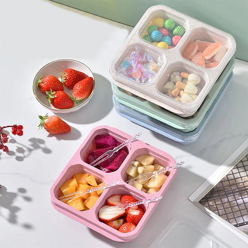 Food Storage Plastic Boxes - กล่องเก็บอาหาร4ช่องช่องใส่ตู้เย็นแบบพกพากล่องปิดผนึกสำหรับผักผลไม้
