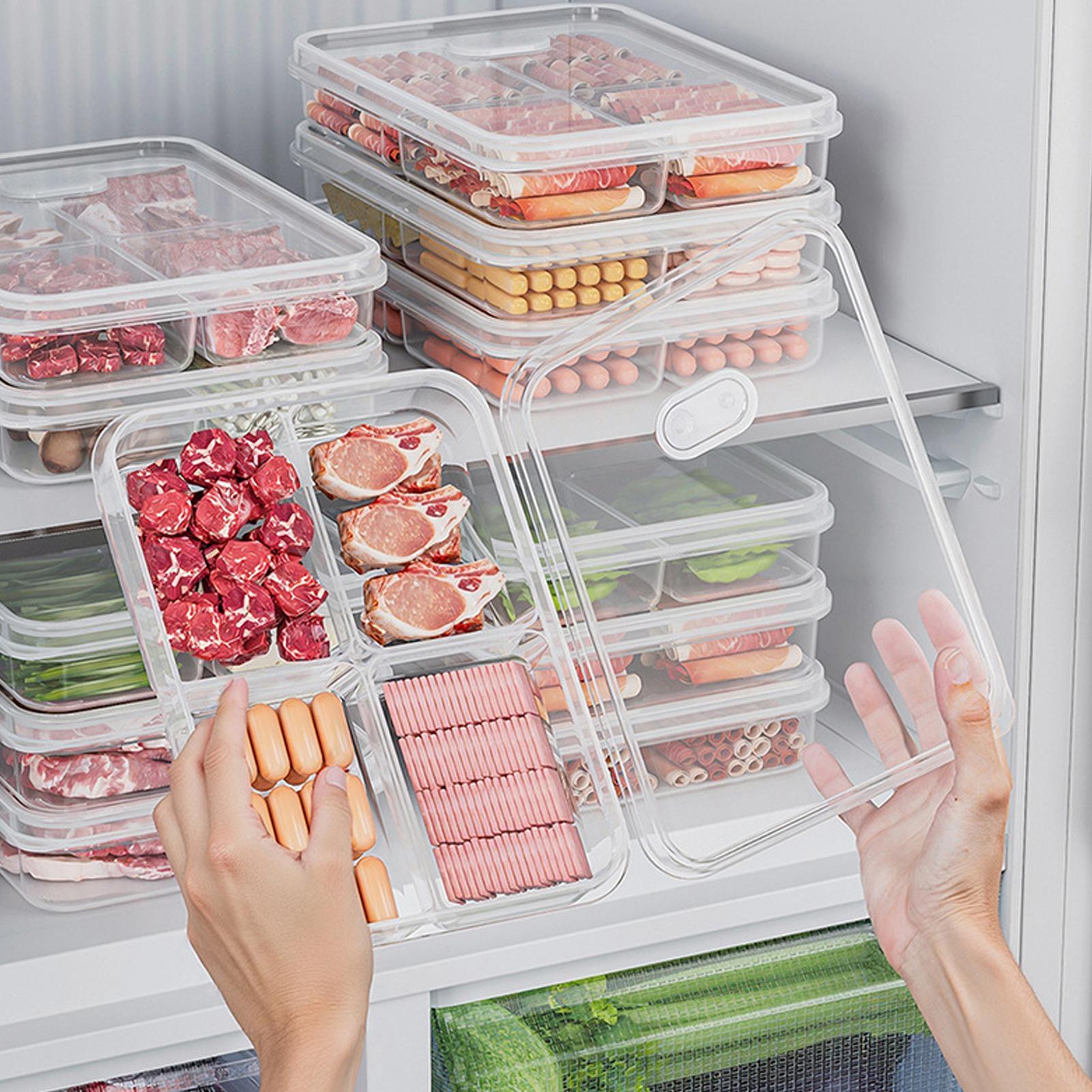 Food Storage Plastic Boxes - กล่องเก็บของในตู้เย็น 1 ชิ้น กล่องเก็บเนื้อสัตว์และผักเพื่อรักษาความสด กล่องเก็บอาหารโปร่งใส กล่องจัดระเบียบในครัว