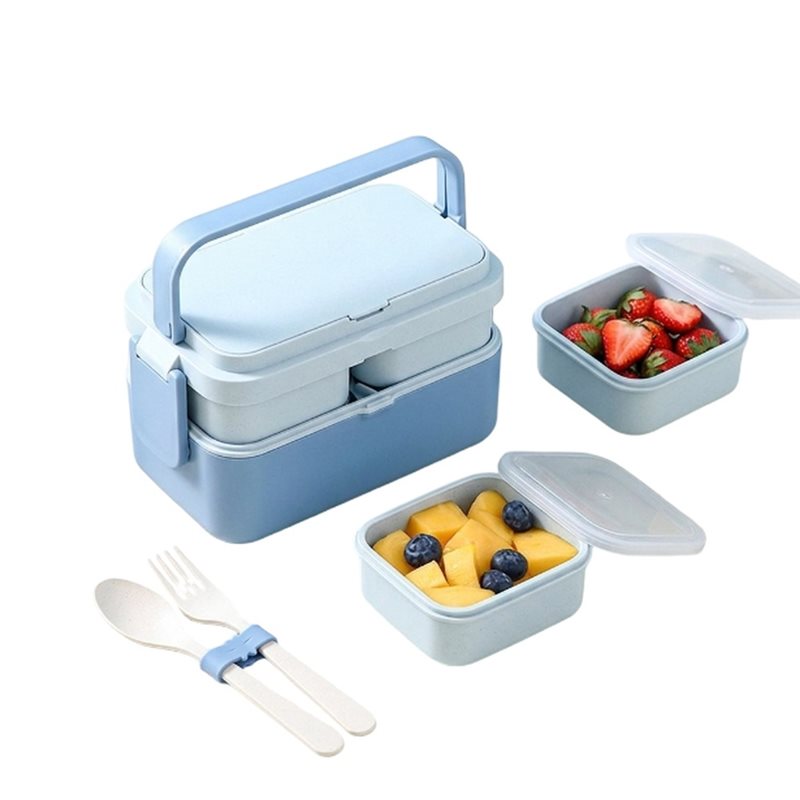 Food Storage News - 【ใหม่!A08R】 กล่องอาหารกลางวันสำหรับปิกนิก กล่องอาหารกลางวันสำหรับเด็ก กล่องเก็บอาหารใยไม้ไผ่ที่ใช้กับไมโครเวฟได้