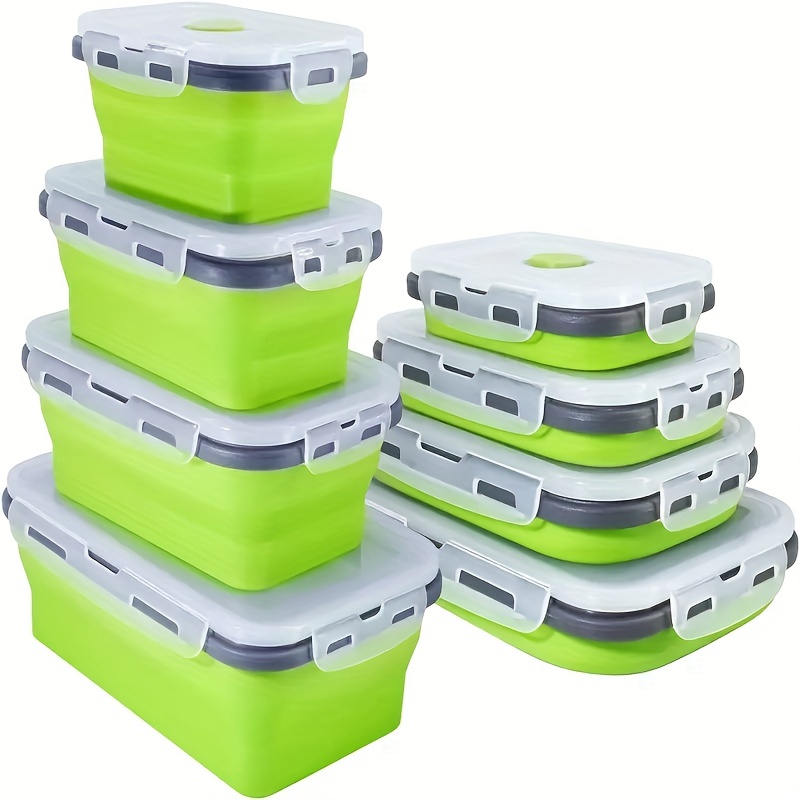 Food Storage Tupperware - 1/4 ชิ้นพับซิลิโคนภาชนะเก็บอาหารวางซ้อนกันได้ประหยัดพื้นที่กล่องอาหารกลางวันไมโครเวฟพับอุปกรณ์ครัว