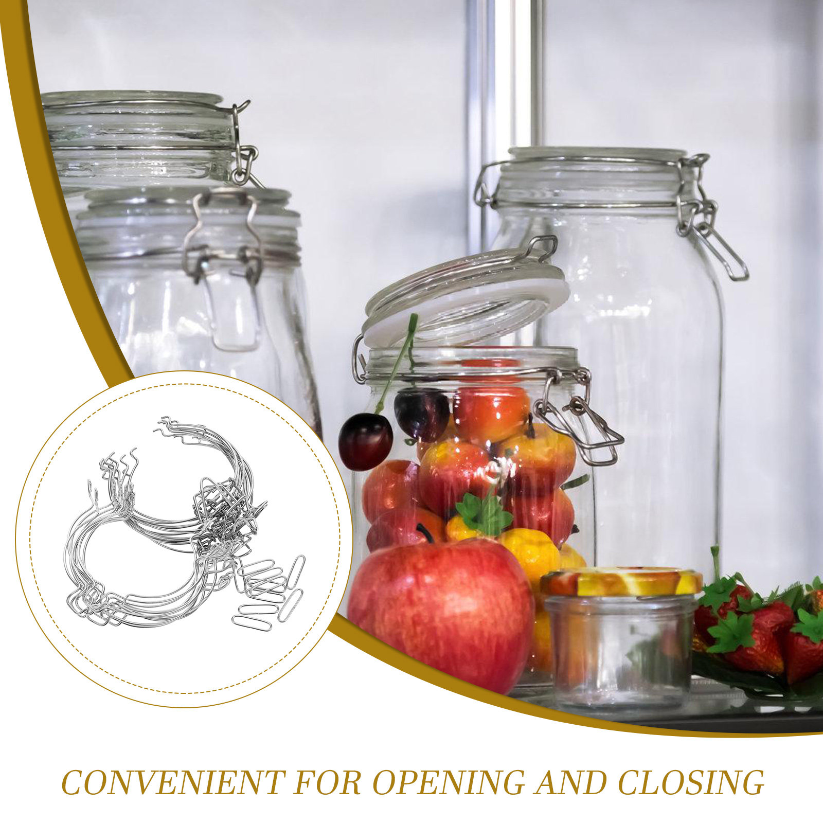 10 ชิ้น ตัวล็อกลวดสแตนเลสสำหรั - Food Storage Jars & Containers บทวิจารณ์และราคา