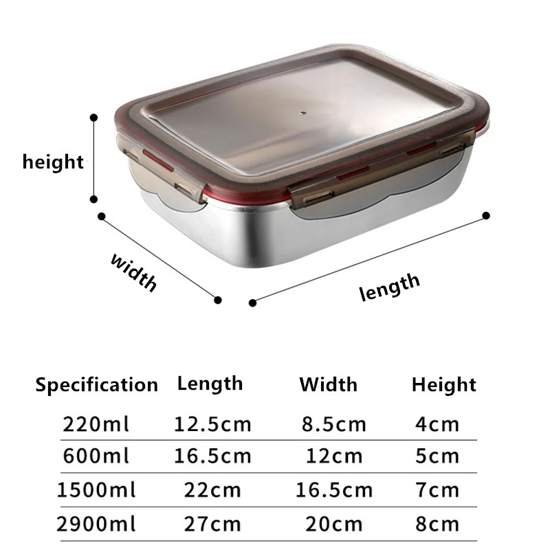 304 สแตนเลสอาหารกล่องอาหารกลาง - Food Storage Tupperware บทวิจารณ์และราคา
