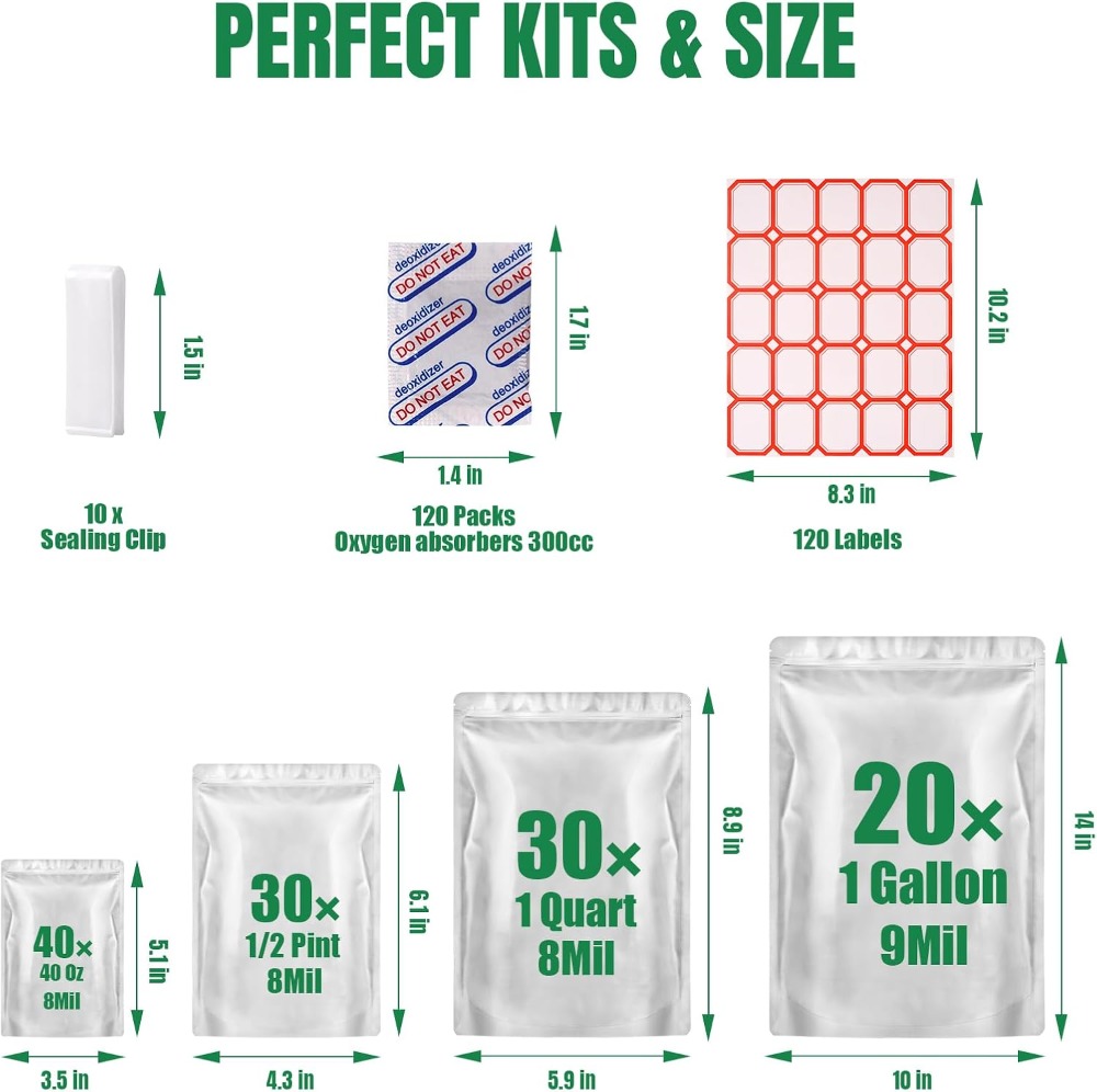 ถุงไมลาร์สำหรับเก็บอาหาร 120 ใ - Food Storage Oxygen Absorbers บทวิจารณ์และราคา