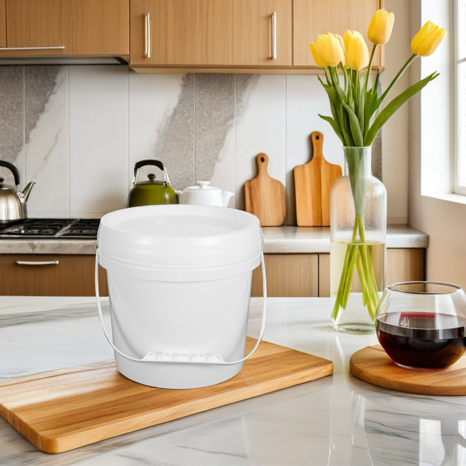 ถังเก็บของขนาดใหญ่สีขาว ฝาปิดก - Food Storage In Pantry บทวิจารณ์และราคา