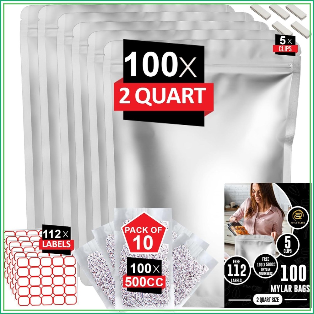 ถุงไมลาร์ขนาด 2 ควอร์ต 100 ชิ้ - Food Storage Oxygen Absorbers บทวิจารณ์และราคา