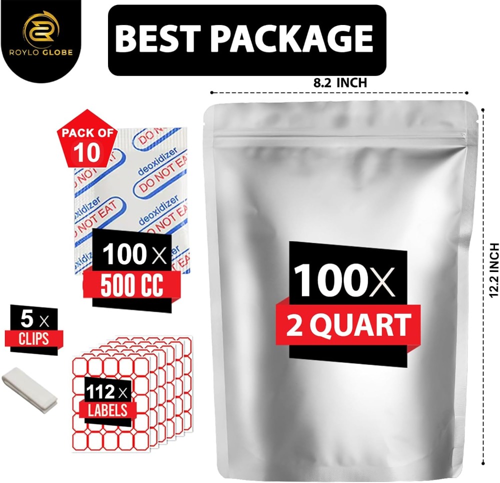 ถุงไมลาร์ขนาด 2 ควอร์ต 100 ชิ้ - Food Storage Oxygen Absorbers บทวิจารณ์และราคา