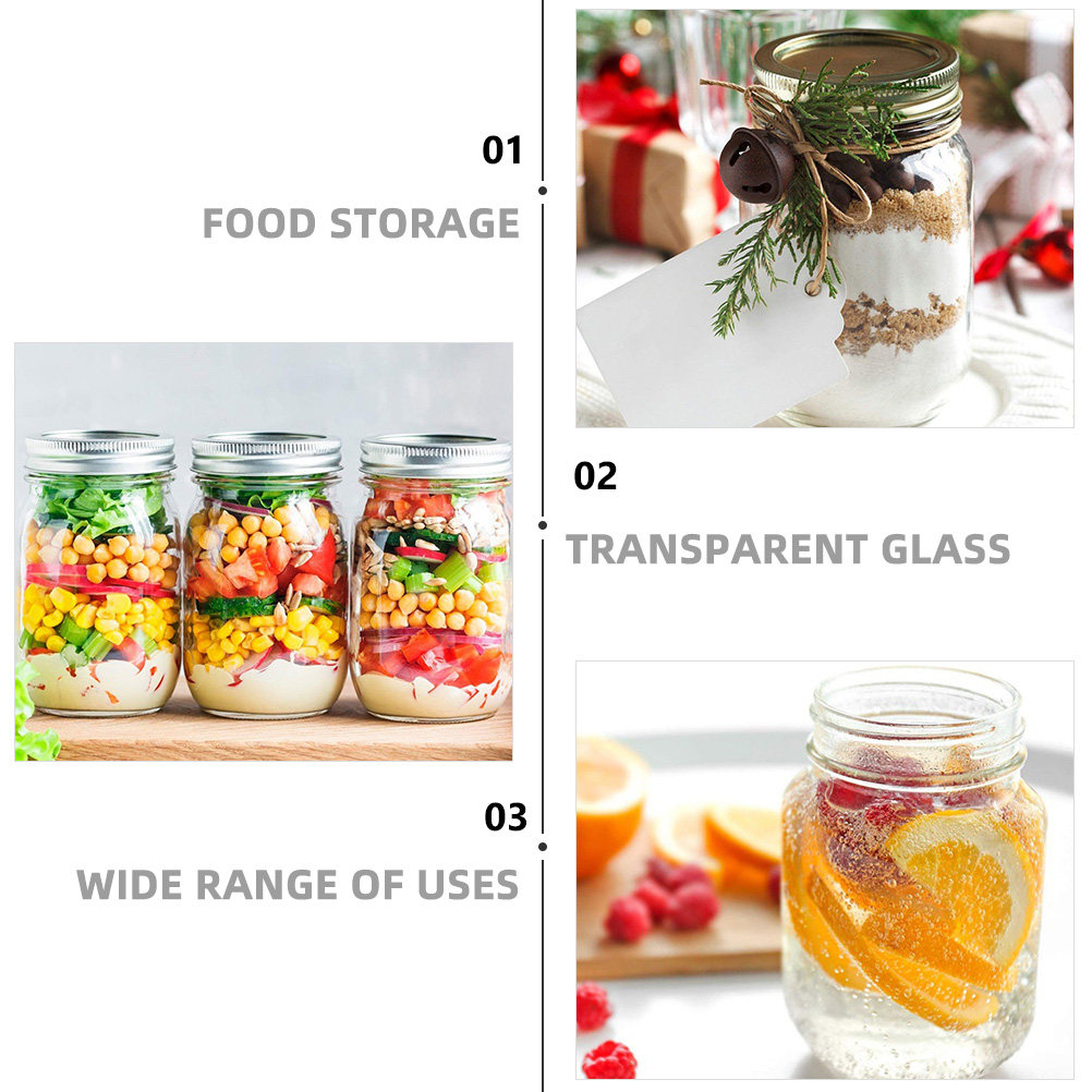 ขวดแก้วใสทรงกลม 6 ชิ้น พร้อมฝา - Food Storage With Lids บทวิจารณ์และราคา