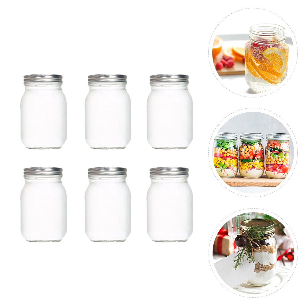 ขวดแก้วใสทรงกลม 6 ชิ้น พร้อมฝา - Food Storage With Lids บทวิจารณ์และราคา