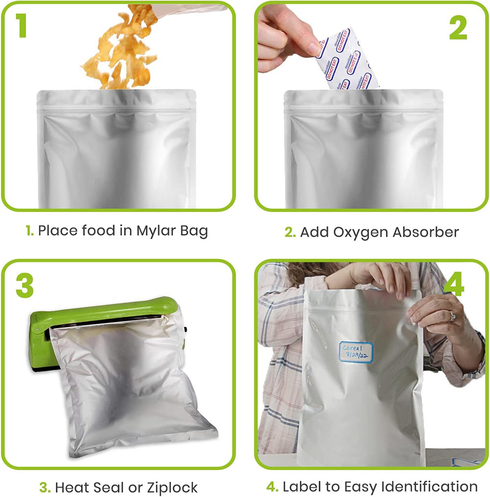 ถุงฟอยล์อลูมิเนียมขนาด 5 แกลลอ - Food Storage Oxygen Absorbers บทวิจารณ์และราคา